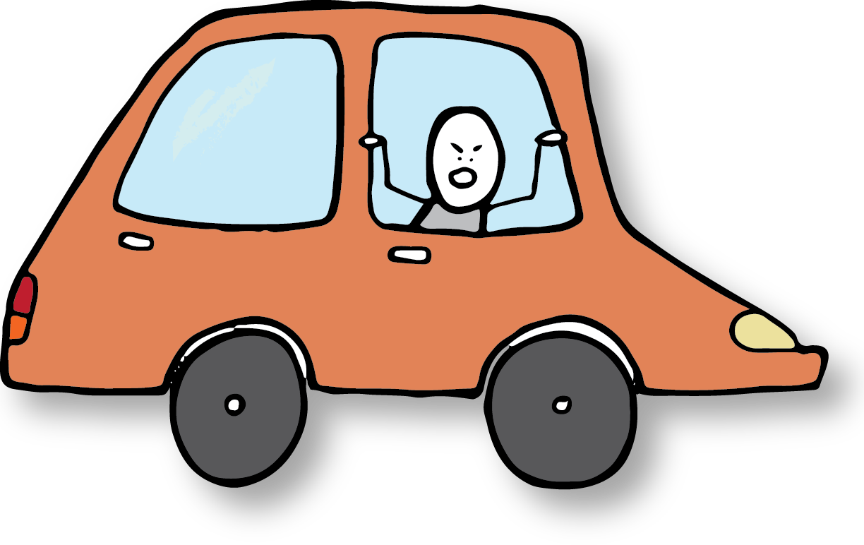 Angry driver in car